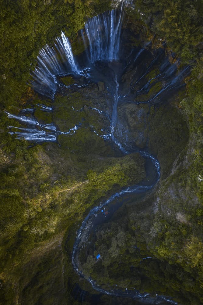 Winding River Canyon Waterfalls by TIANQI — canvas wall art