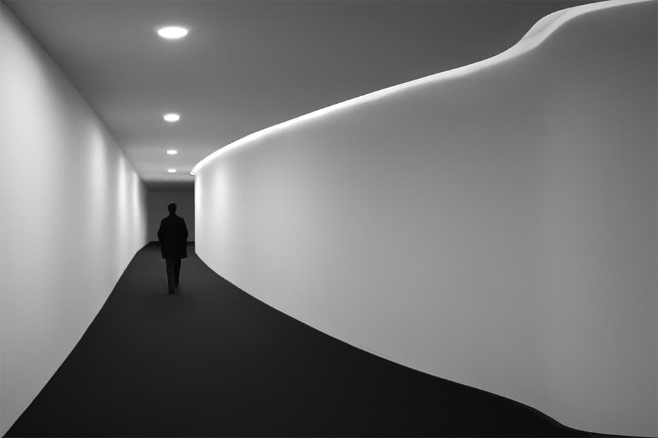 Lone Figure Modern Hallway by Filipe P Neto — canvas wall art