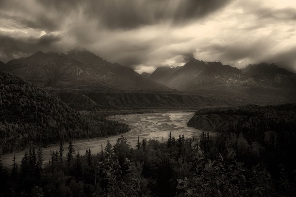 Moody Mountain River by Atul Chopra — canvas wall art