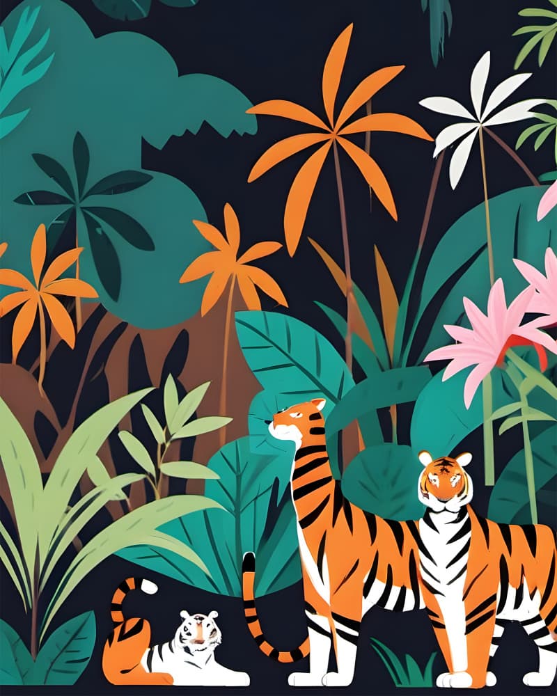 Lush Jungle Tigers by Kintsugi99 — canvas wall art