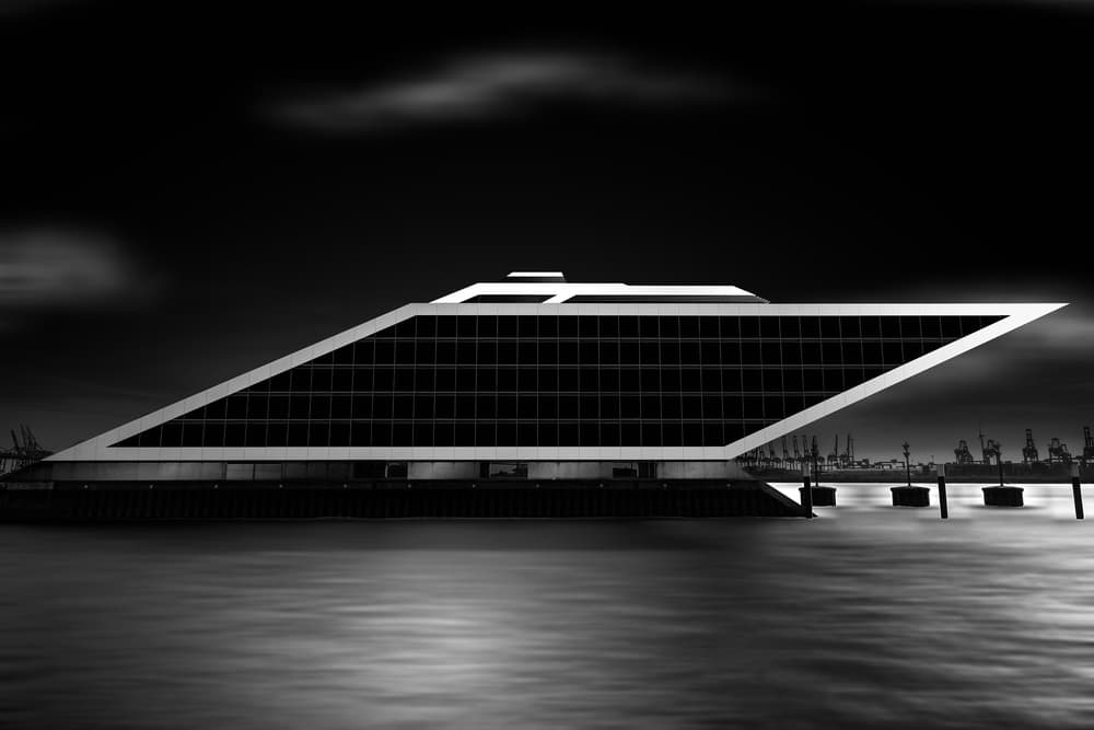 Geometric Waterfront at Night by Matthias Hefner — canvas wall art