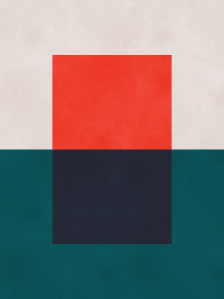 Red Blue Geometric Blocks by Vitor Costa — canvas wall art