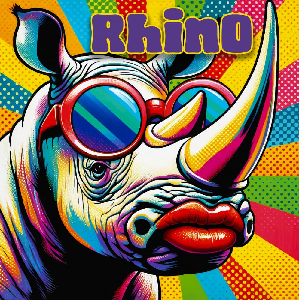 Colorful Pop Rhino by Osvaldo Russo — canvas wall art