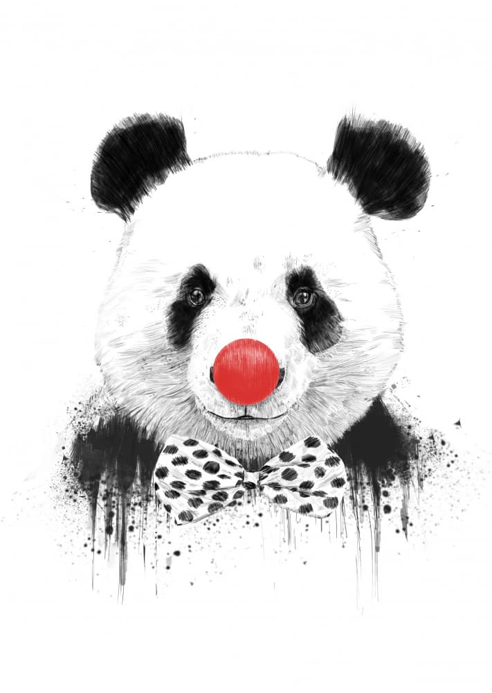 Whimsical Clown Panda by Balazs Solti — canvas wall art