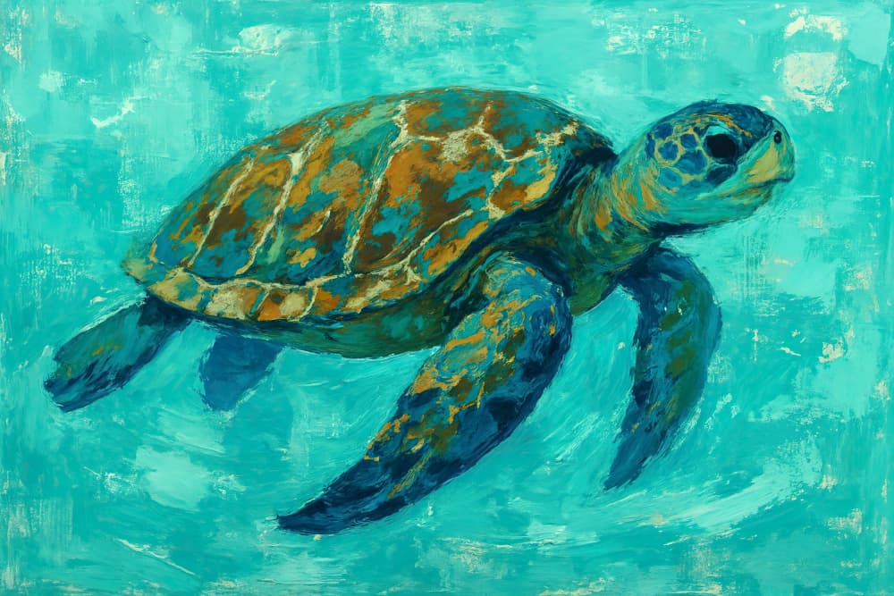 Swimming Sea Turtle by Natalie Bruns — canvas wall art