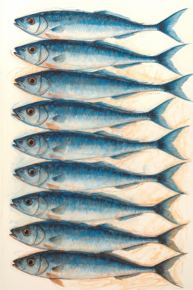 Blue Fish Row by The Art Concept — canvas wall art
