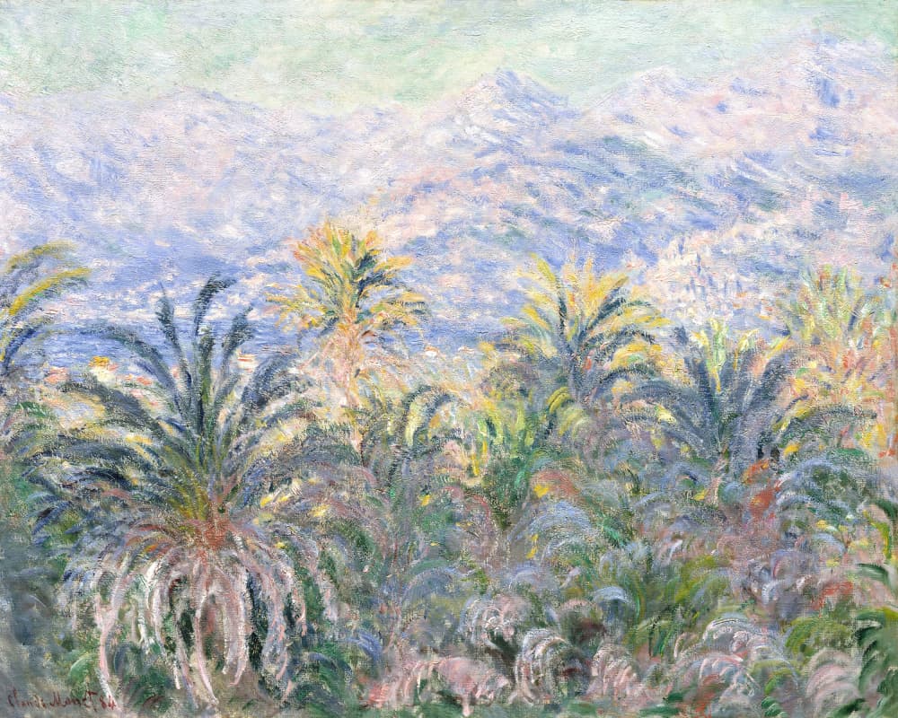 Palm Trees At Bordighera (1884) by Claude Monet — canvas wall art