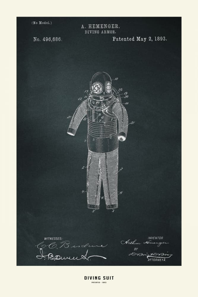 Vintage Diving Suit Patent by jay stanley — canvas wall art