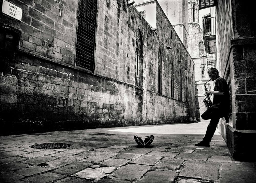 Gothic Quarter Saxophone by GertJan van Geerenstein — canvas wall art