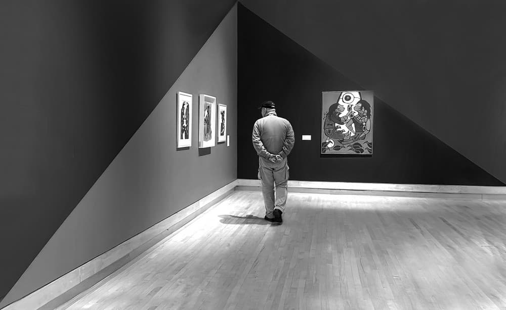 Man in Modern Gallery by Yanyan Gong — canvas wall art