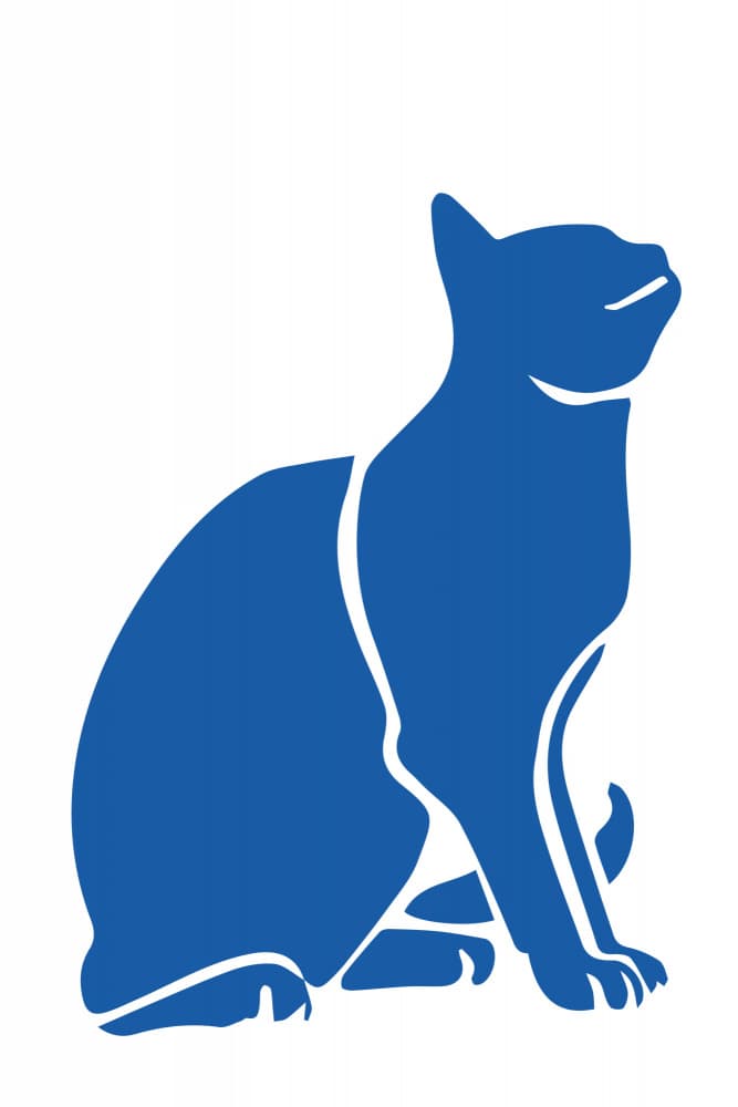 Elegant Blue Cat Silhouette by EC Mazur — canvas wall art