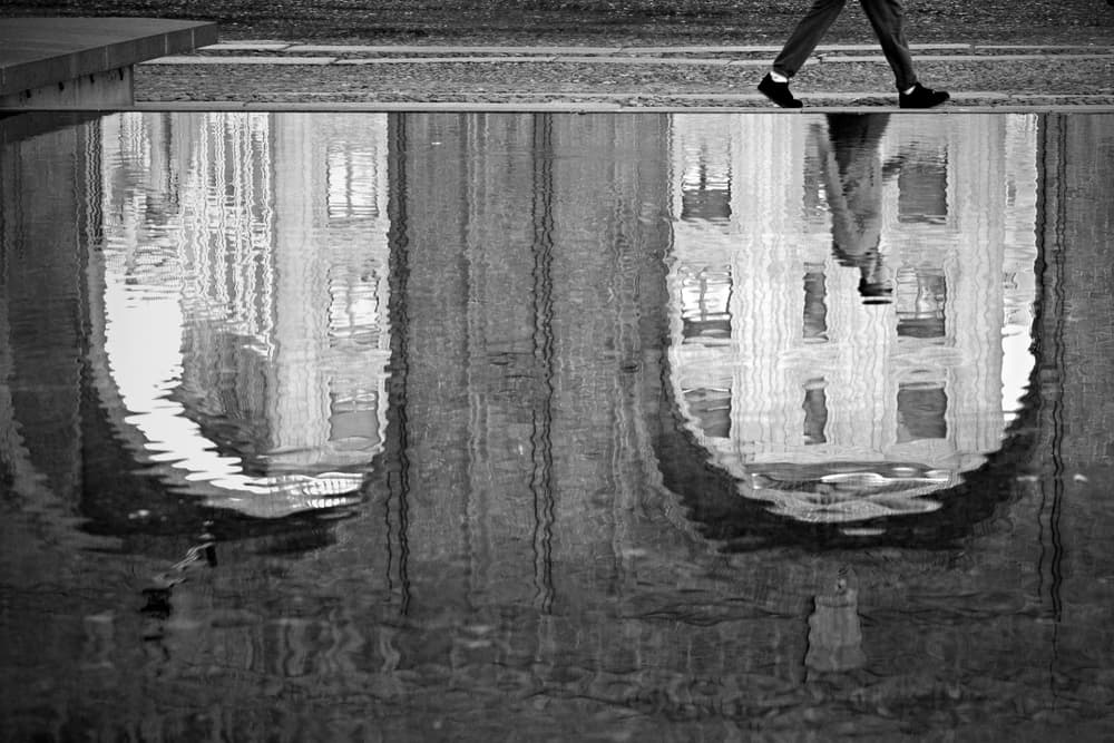 Urban Reflection Walk by Roberto Parola — canvas wall art