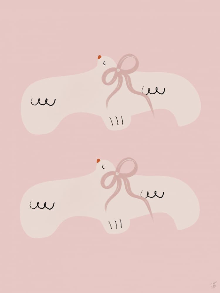 Sweet Pink Doves by Anne-Marie Volfova — canvas wall art