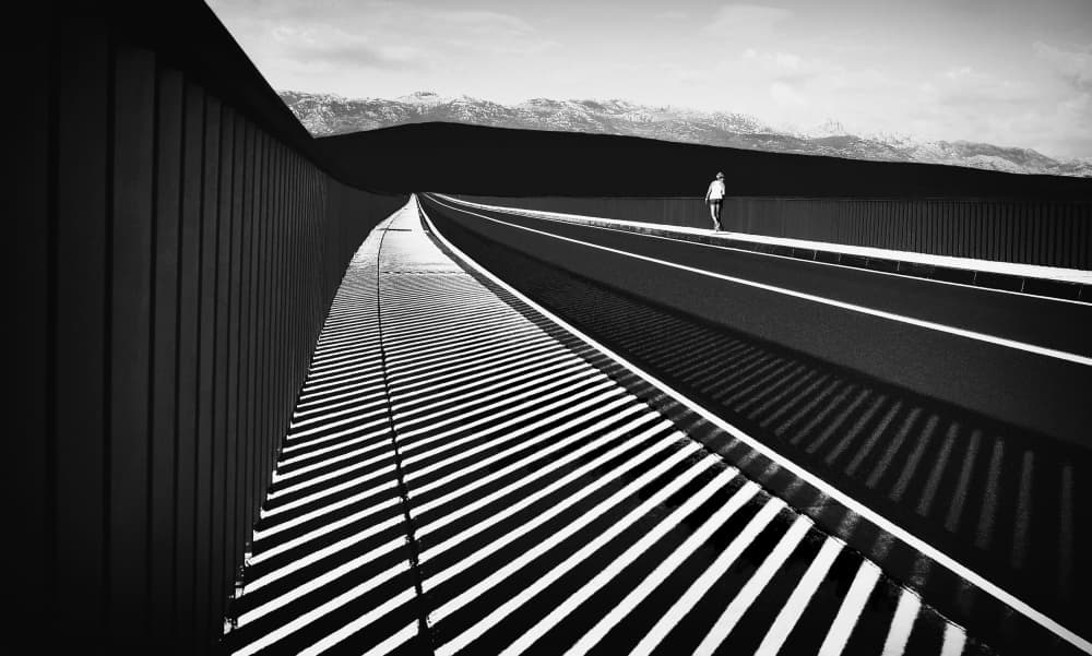 Shadow Lines Mountain Path by Samanta Krivec — canvas wall art