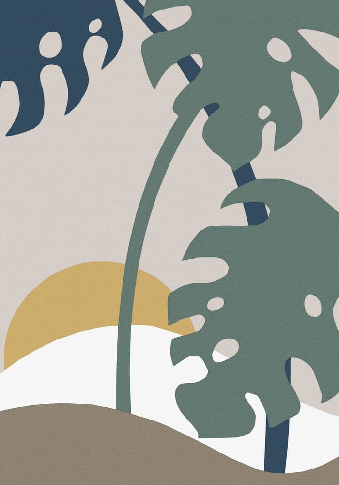 Desert Sun Monstera Landscape by Pictufy Studio II — canvas wall art