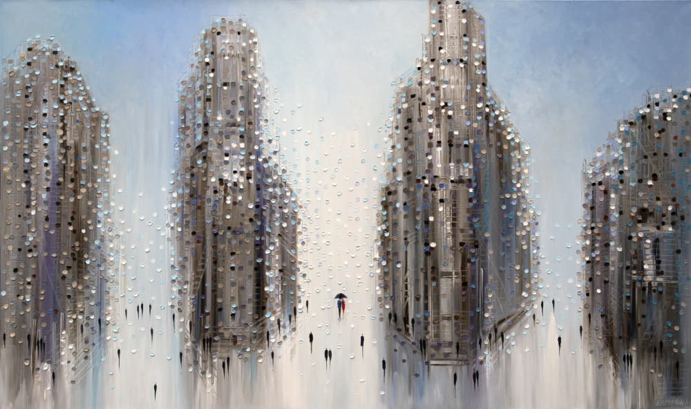 Rainy City Walk by Ekaterina Ermilkina — canvas wall art
