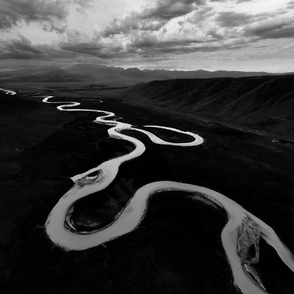Winding River Landscape by konglingming — canvas wall art