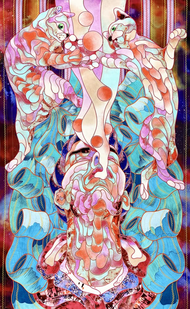 Visionary Cats And Face by Kostyantin Malginov — canvas wall art