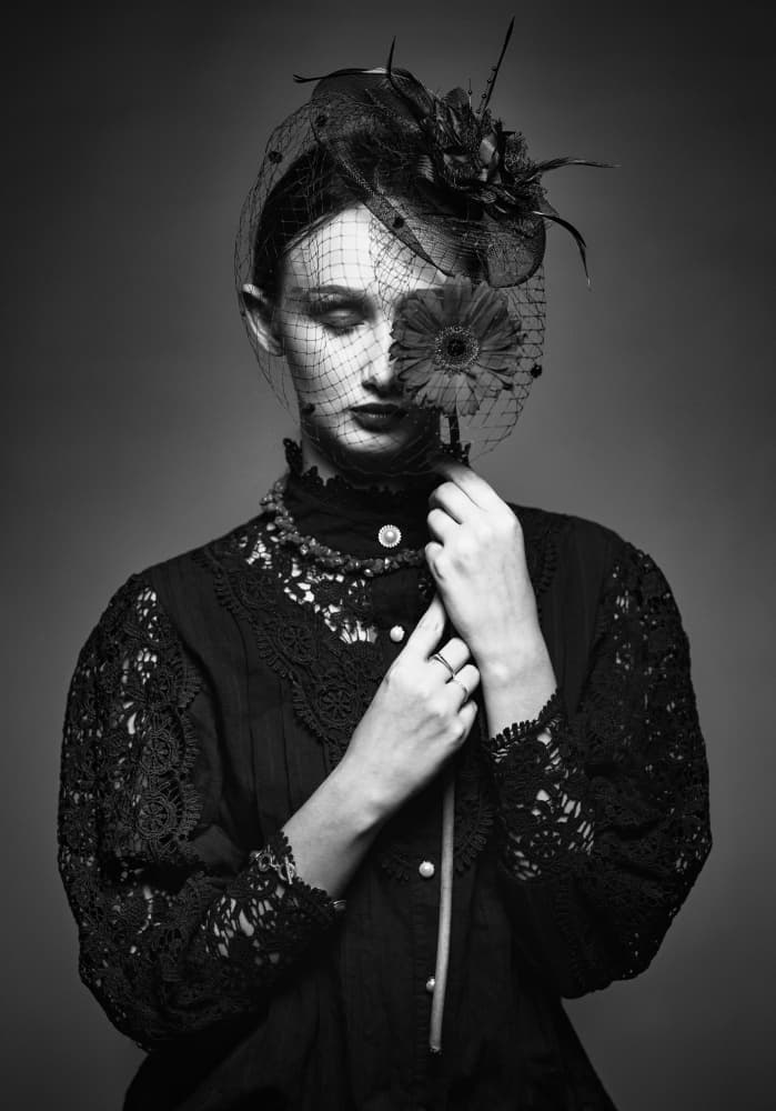 Elegant Veiled Mystery by Offer Ellbogen — canvas wall art