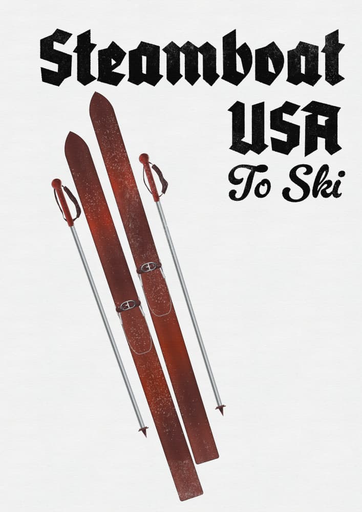 Vintage Steamboat Skis by Nicholas — canvas wall art