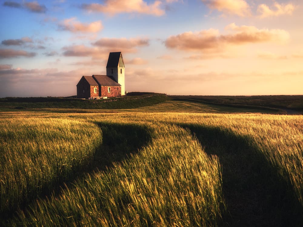 Golden Field Country Church by Daniel Gastager — canvas wall art