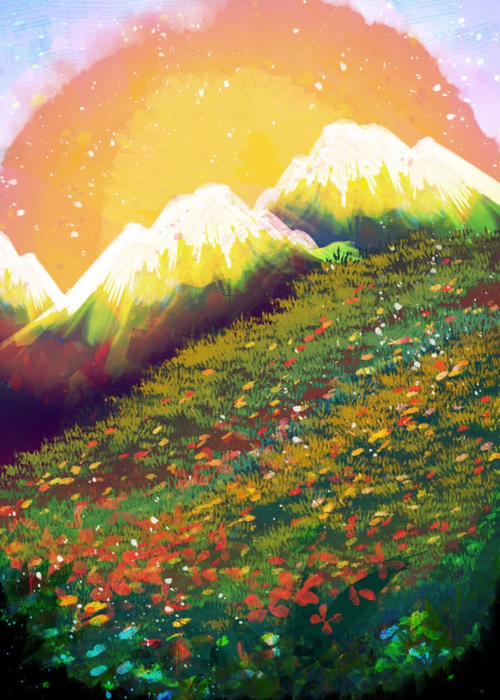 Vibrant Mountain Meadow by Stephen Wade — canvas wall art