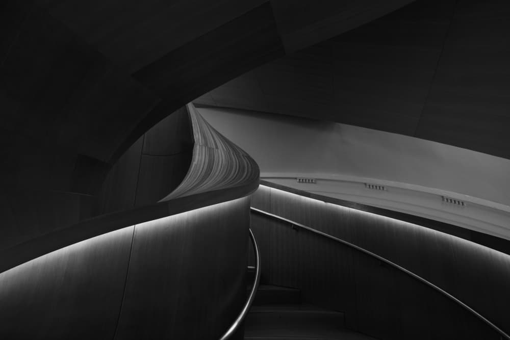 Curved Staircase Glow by Emma Zhao — canvas wall art
