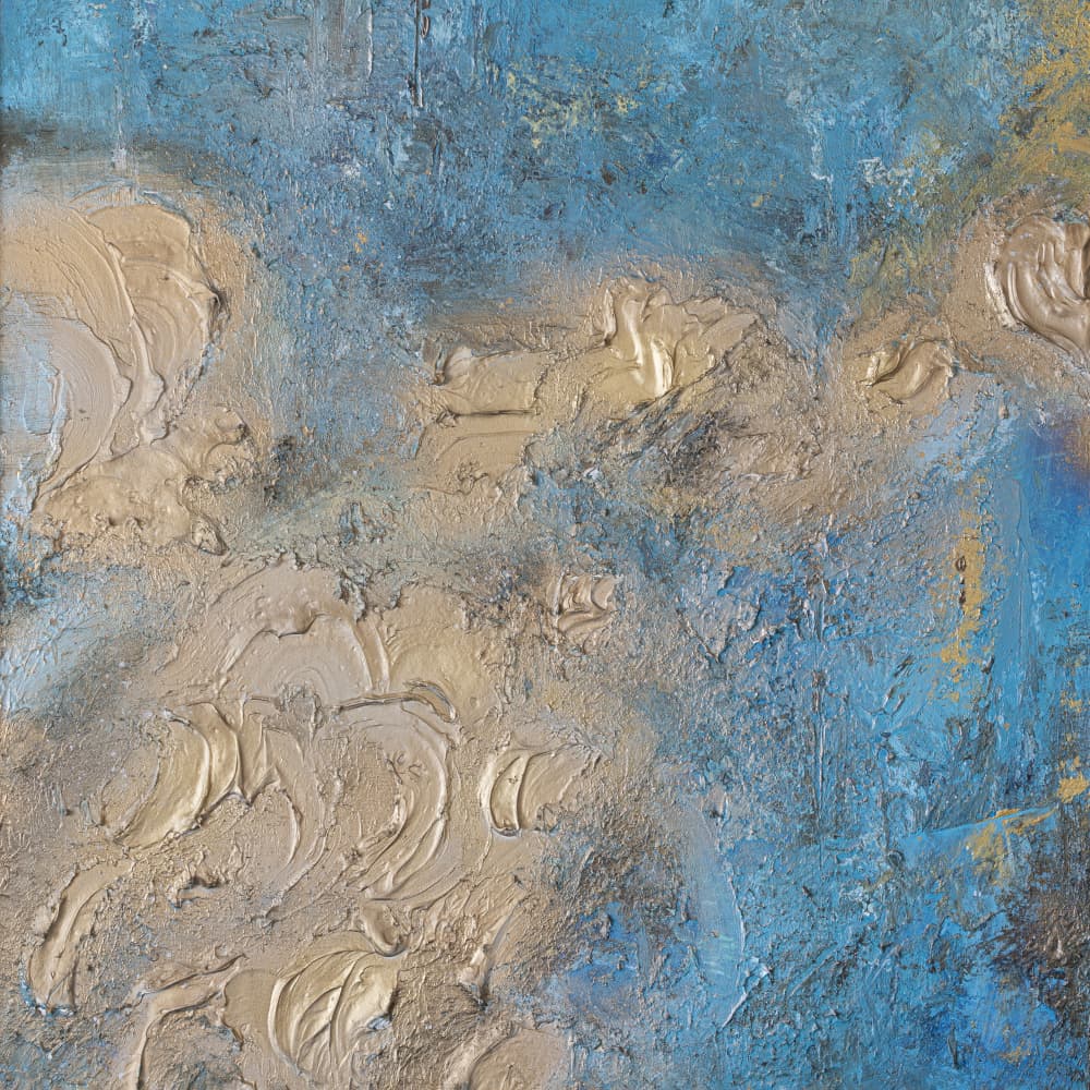 Textured Blue Gold Abstract by Anete Purina-Purite — canvas wall art