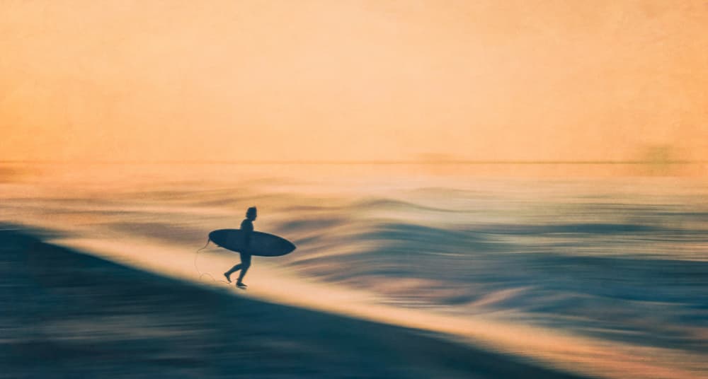Golden Hour Surfer by Wei Xu — canvas wall art