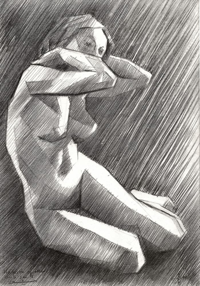 Geometric Female Nude by Corné Akkers — canvas wall art
