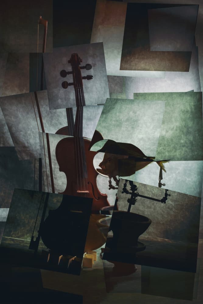 Moody Violin Still Life by Brig Barkow — canvas wall art