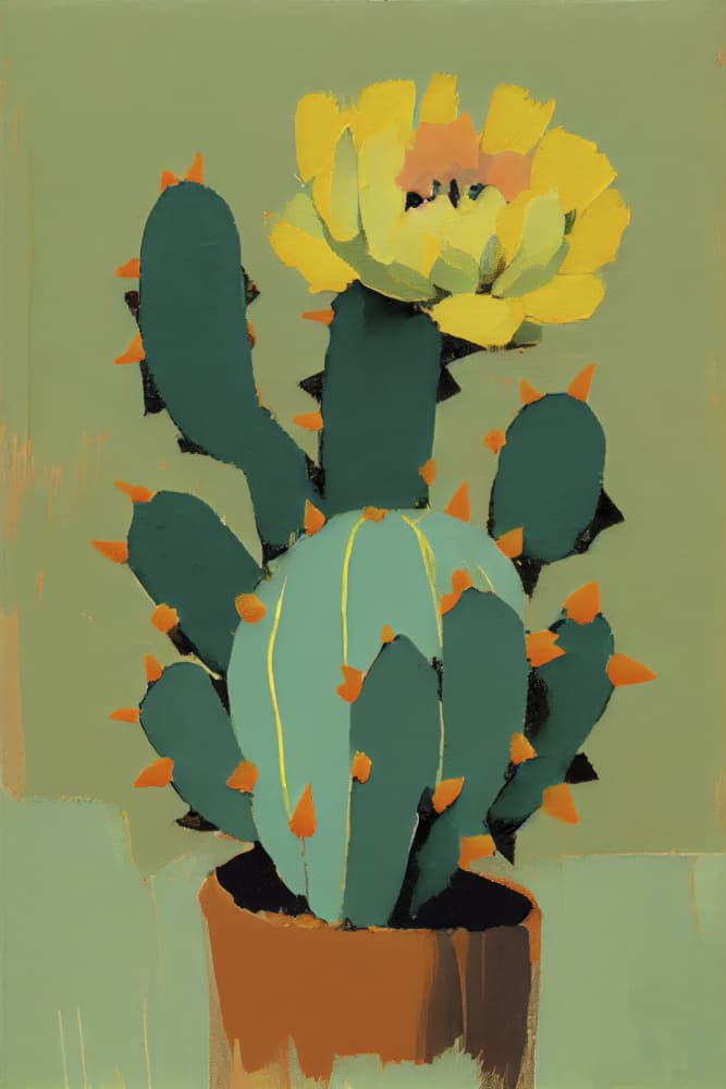 Blooming Cactus by Treechild — canvas wall art