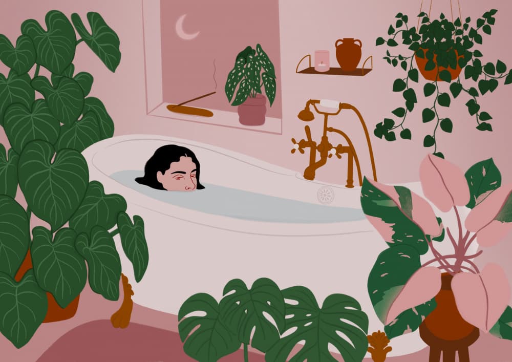 Botanical Bath Time by Ida Alvarsson — canvas wall art