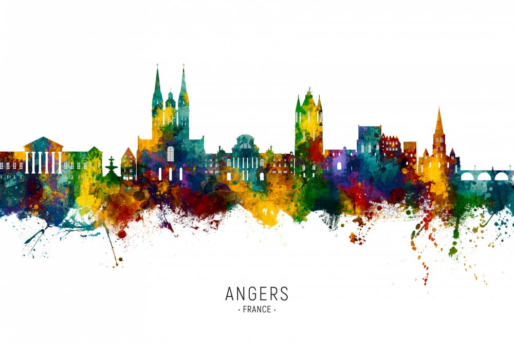 Colorful Angers Skyline by Michael Tompsett — canvas wall art
