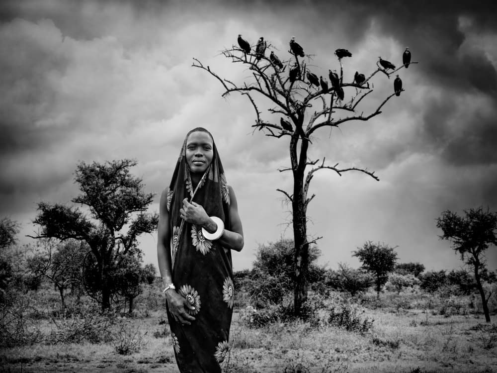 African Woman And Vultures by Svetlin Yosifov — canvas wall art