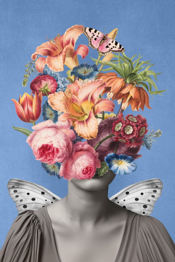 Vibrant Floral Muse by Marja van den Hurk — canvas wall art