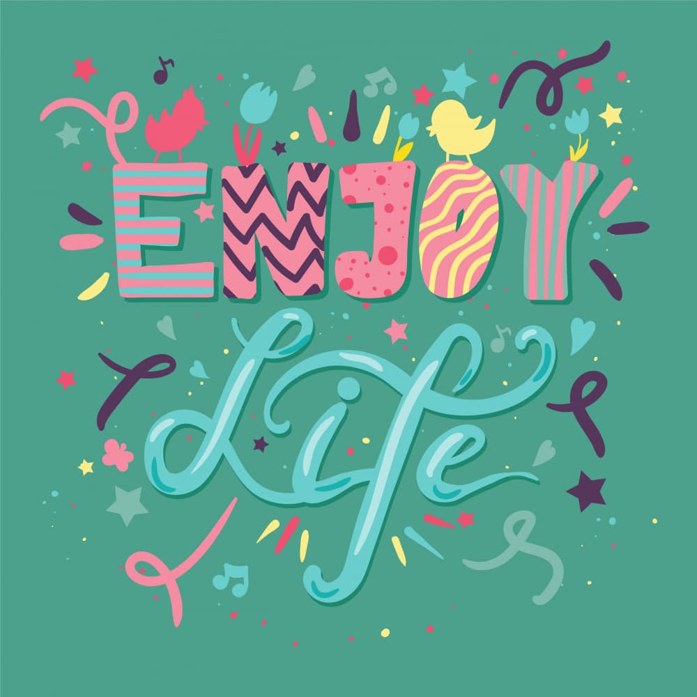 Enjoy Life Colorful Quote by Marika Barsrsind — canvas wall art