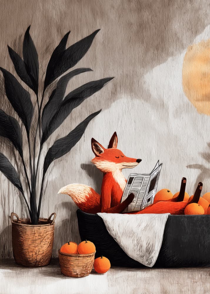 Cozy Fox Bath by Justyna Jaszke — canvas wall art