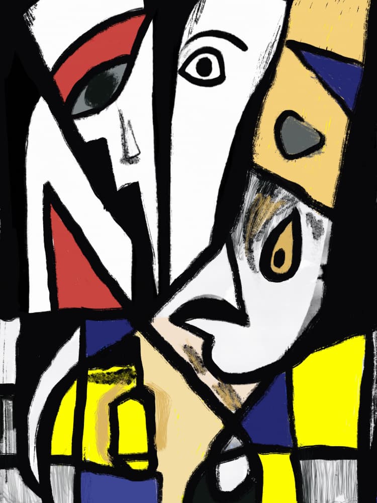 Cubist Fragmented Faces by Little Dean — canvas wall art