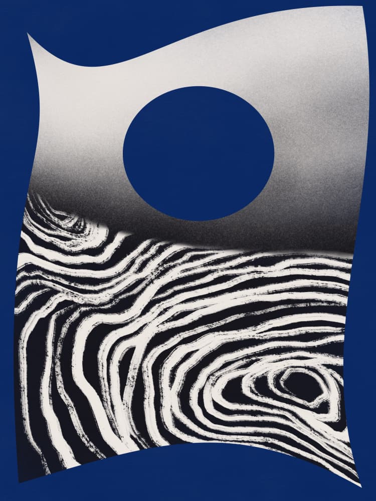 Abstract Moon Over Stripes by Little Dean — canvas wall art