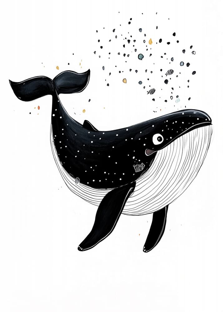 Playful Starry Whale by Justyna Jaszke — canvas wall art