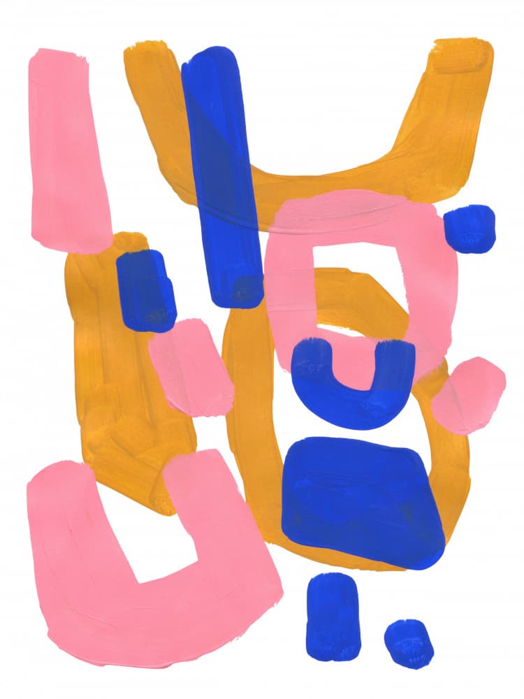 Pink Blue Gold Abstract by Ejaaz Haniff — canvas wall art