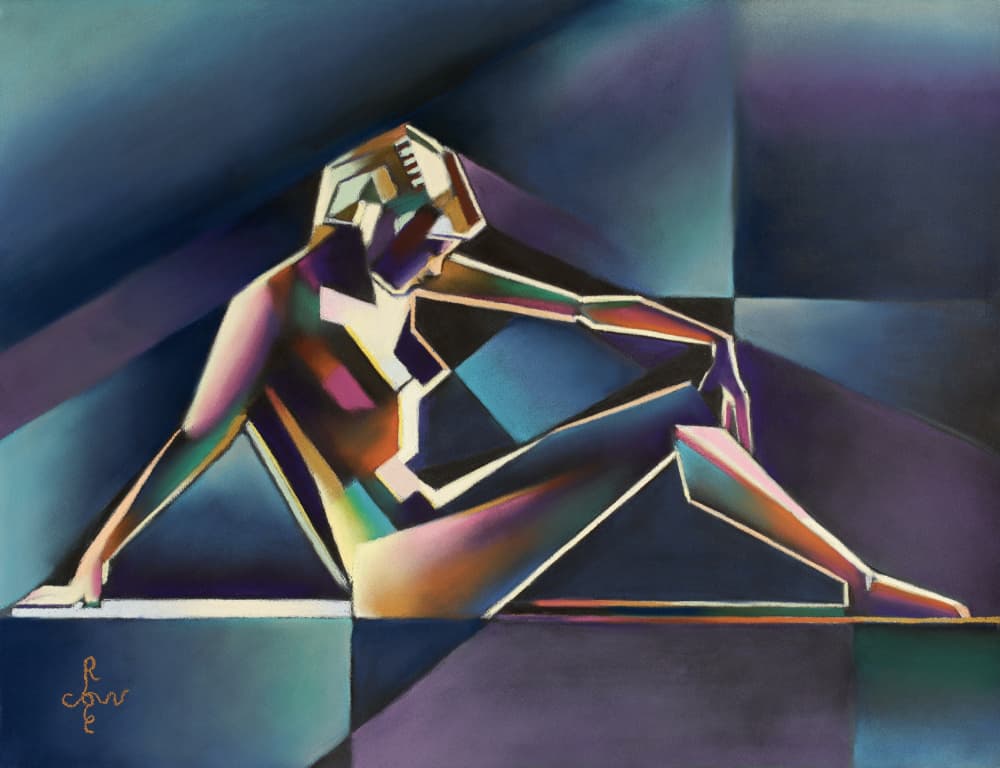 Pensive Geometric Woman by Corné Akkers — canvas wall art
