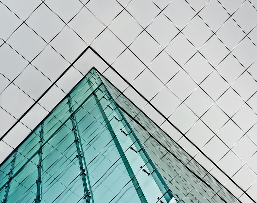 Geometric Glass Building by Rodrigo Marin — canvas wall art