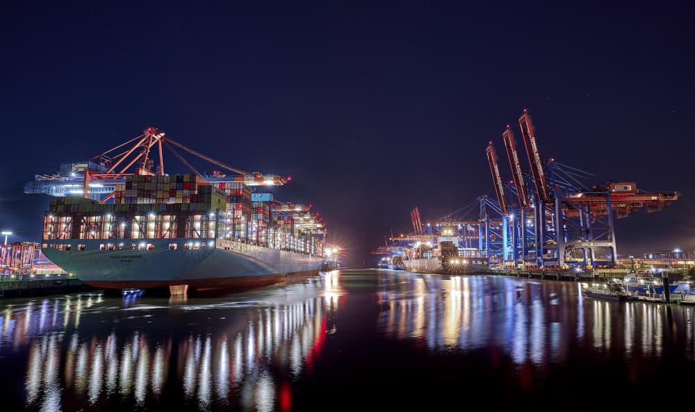 Harbor Lights Reflection by Peter Schade — canvas wall art