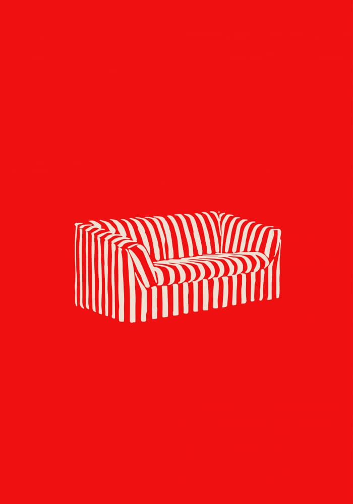 Red Striped Sofa by Greywork.Studio | Eirini Gerakidou — canvas wall art