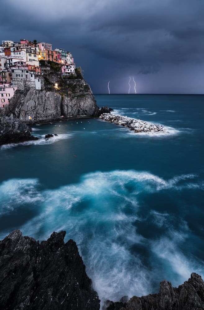Coastal Village Lightning Storm by Karsten Wrobel — canvas wall art