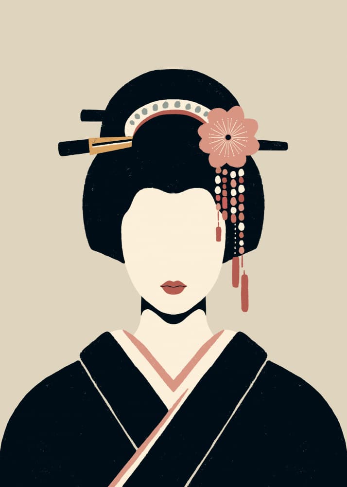 Elegant Geisha Portrait by Katarzyna Gąsiorowska — canvas wall art