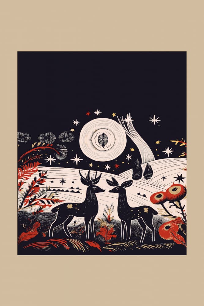 Moonlit Deer Gaze by casa cartissi — canvas wall art