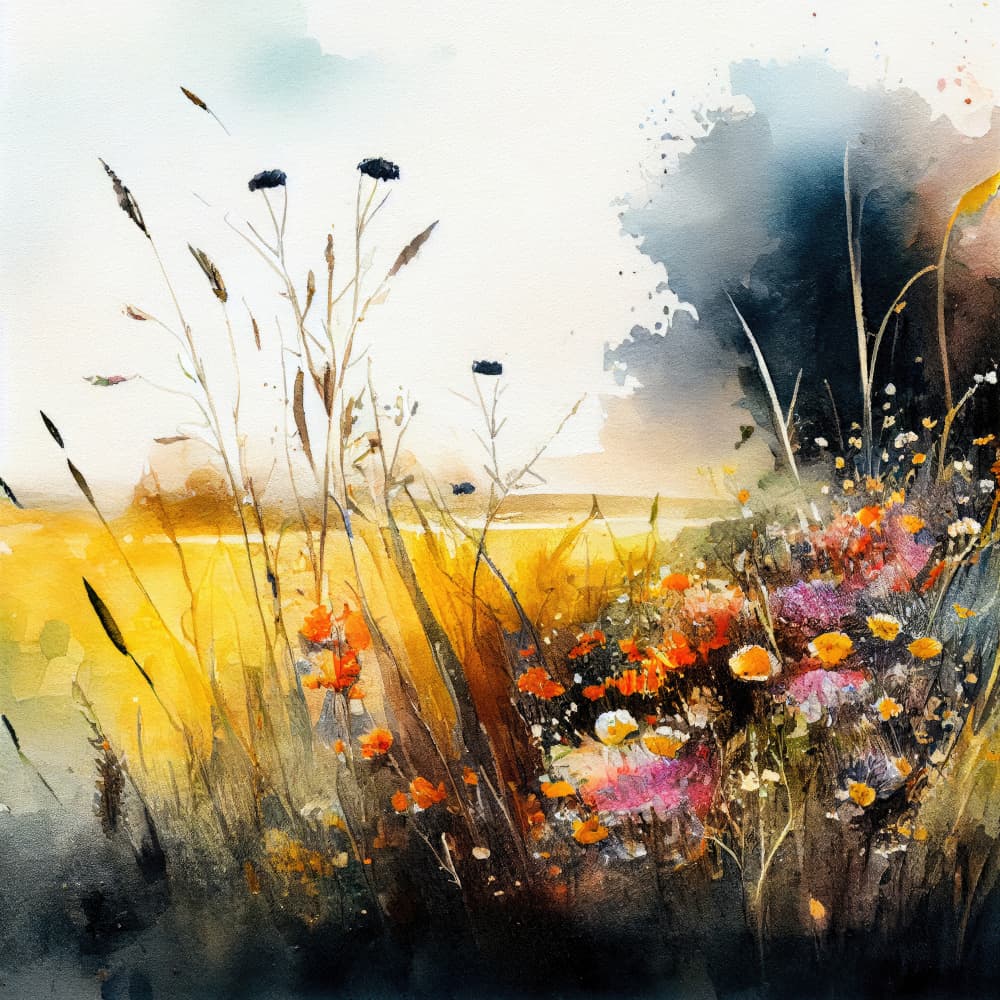 Golden Wildflower Field by Justyna Jaszke — canvas wall art